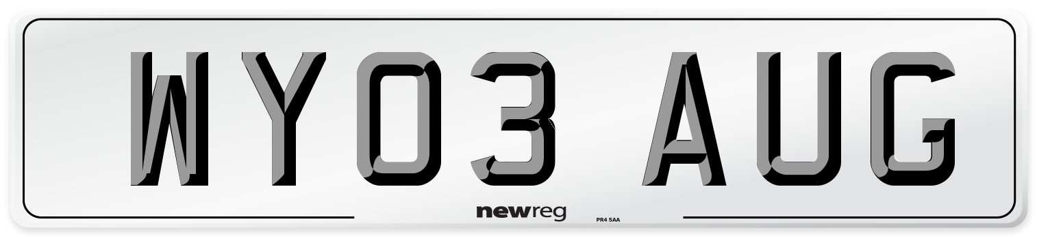 WY03 AUG Number Plate from New Reg
